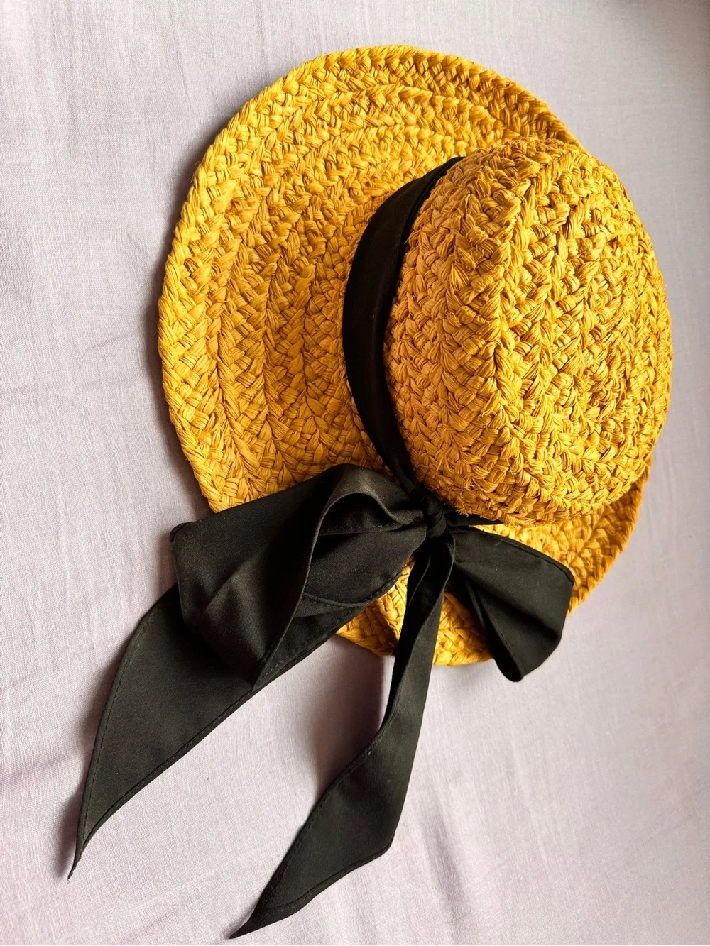 The Scala Collection Natural Straw Sun Hat with Black Bow One Size